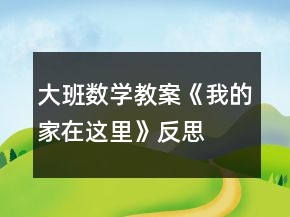 大班數(shù)學(xué)教案《我的家在這里》反思