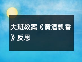 大班教案《黃酒飄香》反思