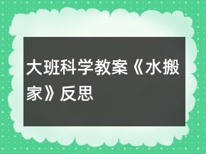 大班科學(xué)教案《水搬家》反思