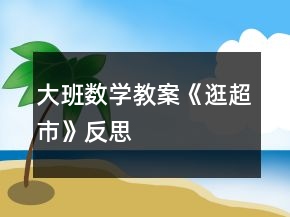 大班數(shù)學(xué)教案《逛超市》反思