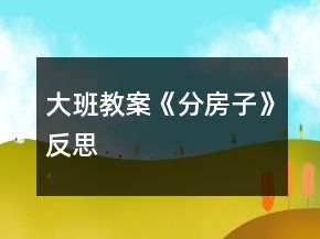 大班教案《分房子》反思