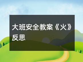 大班安全教案《火》反思