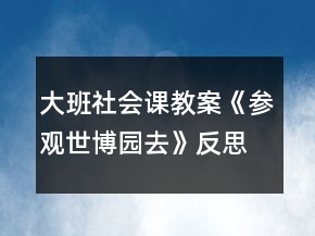 大班社會課教案《參觀世博園去》反思