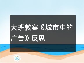 大班教案《城市中的廣告》反思