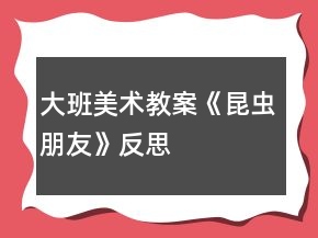 大班美術(shù)教案《昆蟲(chóng)朋友》反思