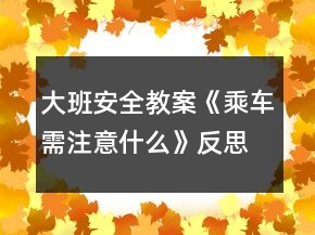 大班安全教案《乘車(chē)需注意什么》反思