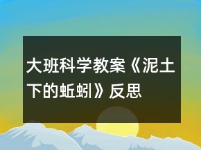大班科學(xué)教案《泥土下的蚯蚓》反思