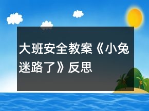 大班安全教案《小兔迷路了》反思