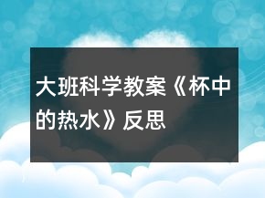大班科學(xué)教案《杯中的熱水》反思