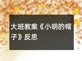 大班教案《小明的帽子》反思