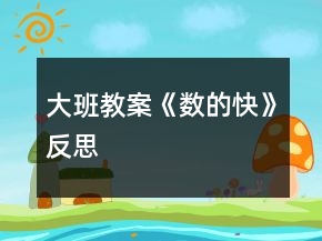 大班教案《數(shù)的快》反思