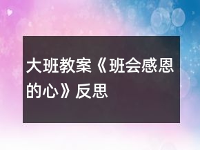 大班教案《班會(huì)感恩的心》反思