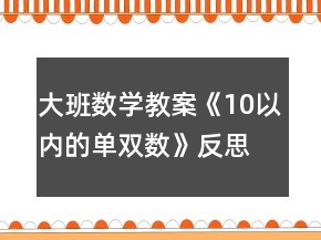 大班數(shù)學(xué)教案《10以內(nèi)的單雙數(shù)》反思