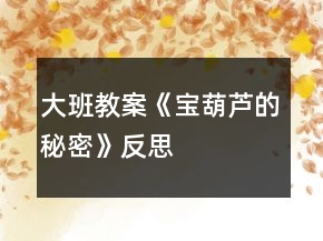 大班教案《寶葫蘆的秘密》反思