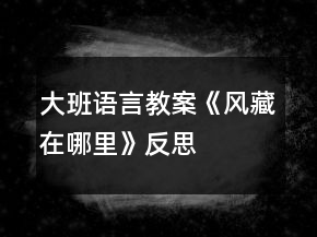 大班語言教案《風藏在哪里》反思