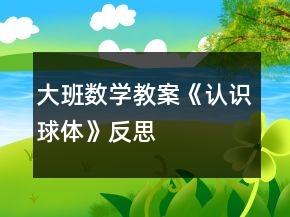 大班數(shù)學(xué)教案《認(rèn)識(shí)球體》反思