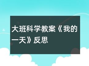 大班科學(xué)教案《我的一天》反思