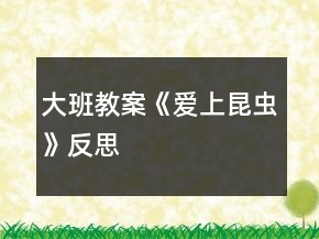 大班教案《愛(ài)上昆蟲(chóng)》反思