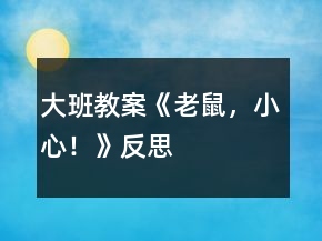 大班教案《老鼠，小心！》反思