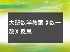 大班數(shù)學(xué)教案《數(shù)一數(shù)》反思