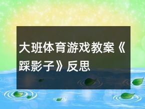 大班體育游戲教案《踩影子》反思