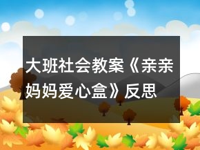 大班社會(huì)教案《親親媽媽愛心盒》反思