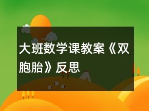 大班數(shù)學(xué)課教案《雙胞胎》反思