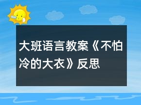 大班語言教案《不怕冷的大衣》反思