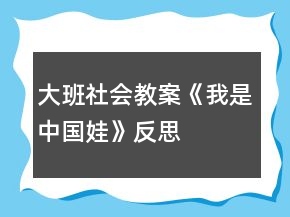 大班社會教案《我是中國娃》反思