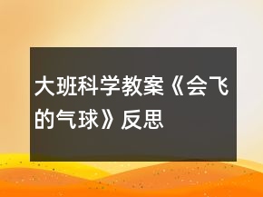 大班科學(xué)教案《會飛的氣球》反思