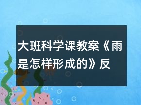 大班科學(xué)課教案《雨是怎樣形成的》反思