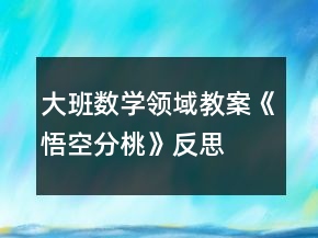大班數(shù)學(xué)領(lǐng)域教案《悟空分桃》反思
