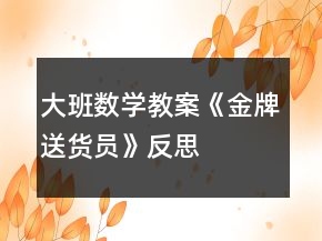 大班數(shù)學(xué)教案《金牌送貨員》反思
