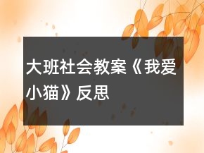 大班社會教案《我愛小貓》反思