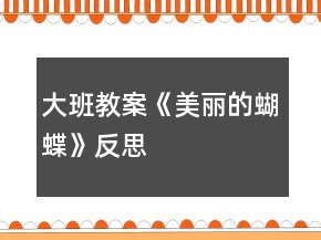 大班教案《美麗的蝴蝶》反思