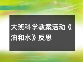 大班科學(xué)教案活動(dòng)《油和水》反思