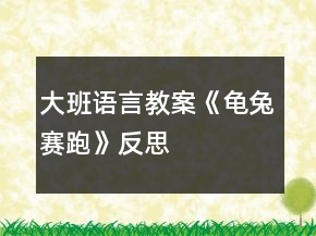 大班語言教案《龜兔賽跑》反思