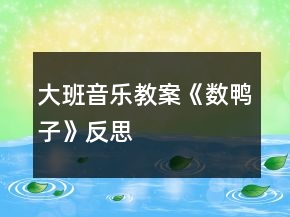 大班音樂教案《數(shù)鴨子》反思
