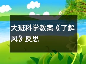 大班科學教案《了解風》反思