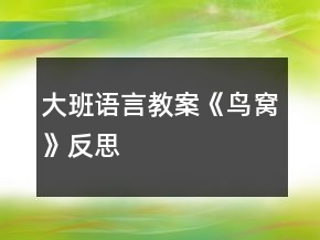 大班語(yǔ)言教案《鳥(niǎo)窩》反思