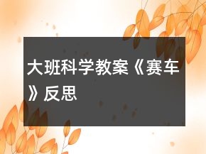 大班科學(xué)教案《賽車》反思