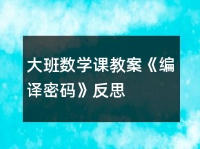 大班數(shù)學課教案《編譯密碼》反思
