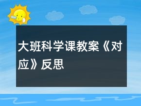 大班科學(xué)課教案《對(duì)應(yīng)》反思