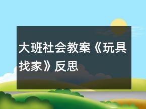 大班社會教案《玩具找家》反思