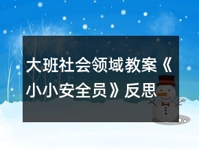 大班社會領(lǐng)域教案《小小安全員》反思