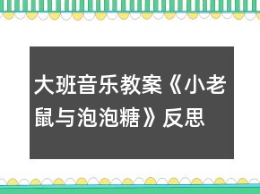 大班音樂教案《小老鼠與泡泡糖》反思
