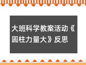 大班科學(xué)教案活動(dòng)《圓柱力量大》反思