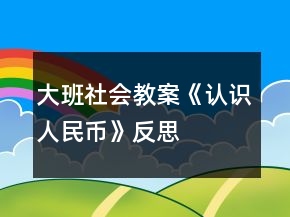 大班社會教案《認識人民幣》反思