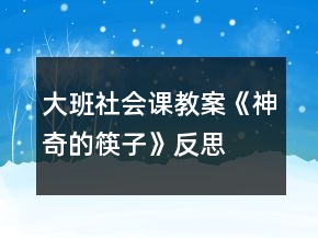 大班社會課教案《神奇的筷子》反思