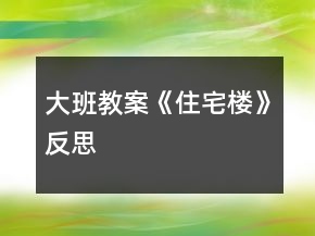大班教案《住宅樓》反思